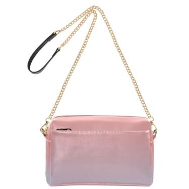 Imagem de Joitme Bolsa tiracolo feminina coral rosa claro aço azul gradiente bolsa para celular bolsa de ombro com alça de corrente de couro PU