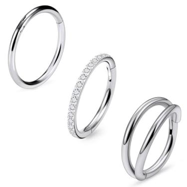 Imagem de Pnsgisr F136 titânio 20/18/16G nariz septo concha argola piercing joias 8/10 mm cartilagem helix tragus daith torre brincos para mulheres pequeno fino infinito feminino corpo clicker hipoalergênico