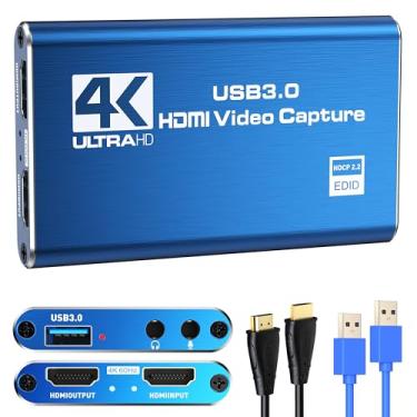 Imagem de Placa de captura para streaming, placa de captura HDMI 4K USB 3.0 Full HD 1080p 60FPS Cam Link Game Placa de captura de áudio e vídeo compatível com Nintendo Switch PS5 PS4 câmera Xbox
