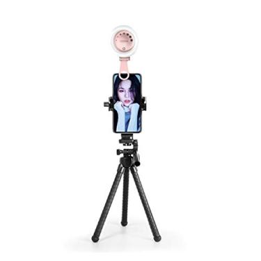 Imagem de Ringlight Flashes bastão de selfie com luz de preenchimento 3 modos de luz 7 níveis de brilho compatível com maquiagem vídeo do YouTube Volg FaceTime Selfies anel de maquiagem luz (cor: Preto)
