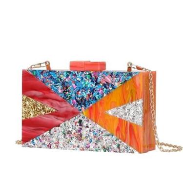 Imagem de FFHAO Bolsas para telefone bolsas femininas de acrílico, bolsas mensageiro de ombro com corrente, Colorido., 18x5x11cm