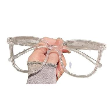 Imagem de Óculos de armação quadrada com lentes transparentes, óculos sem grau, adequados para homens e mulheres, óculos de superfície lisa.