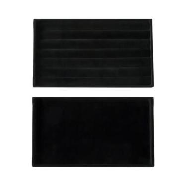Imagem de Organizador De Joias Em Veludo Preto, Bandeja De Armazenamento Para Ex
