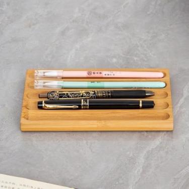 Imagem de LITAITAI Porta-canetas organizador de mesas de escritório, suporte de caneta de nogueira, bandeja de caneta ondulada, acessório de escritório, presentes para professores, adequado para escola, casa