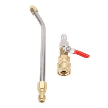 Imagem de EVGATSAUTO Varinha de Extensão de Lavadora de Pressão Curva, Varinha de Limpeza de Calhas de Metal Leve Com Válvula de Esfera Conector de 1/4 de Polegada para Veículos, Pátios e Janelas (30°)