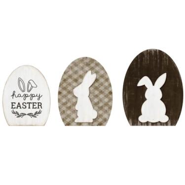 Imagem de Threan 3 peças de mesa de ovos de Páscoa, placas de madeira, decorações de casa de fazenda, decoração de mesa de madeira de primavera, decoração de Páscoa, ovo, sala de jantar, mesa de centro de mesa