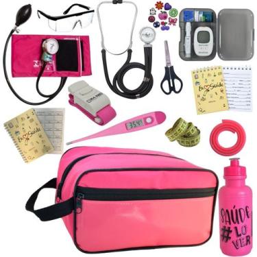 Imagem de Kit de Enfermagem Aparelho de Pressao Estetoscopio Necessaire Medidor 