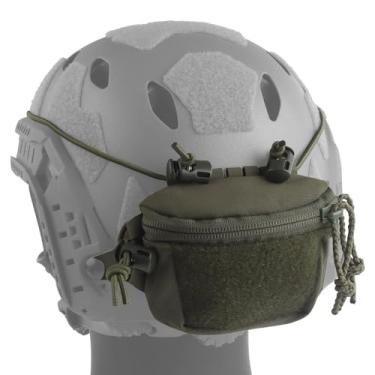 Imagem de Bolsa de armazenamento de acessórios de capacete tático com laço interno e saída de cabo construída para caixa de bateria NVG. Bolsa de contrapeso de capacete reforçada com gancho traseiro multi