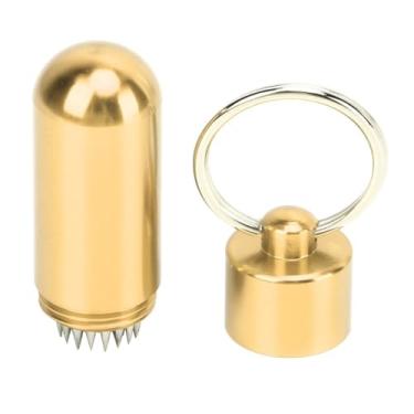 Imagem de Chiffonade Modelador de ponta de taco de bilhar de liga de alumínio - ferramenta portátil de ponta de bilhar com chaveiro para manutenção de taco de sinuca com superfície abrasiva (ouro)