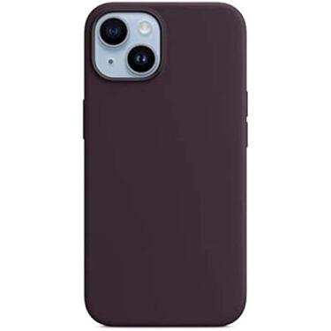 Imagem de FULNES Capa para Apple iPhone 14 Plus 2022, forro flocado de silicone líquido à prova de choque capa de telefone traseira com protetor de tela e protetor de lente (cor: roxo)
