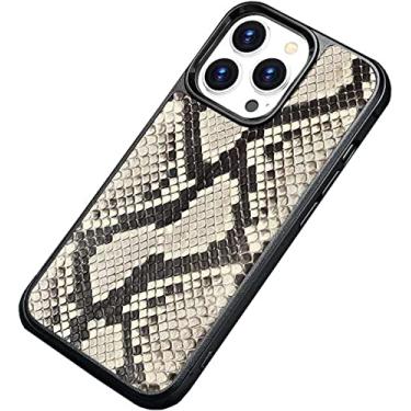 Imagem de MAALYA Python Capa de telefone luxuosa de couro, para Apple iPhone 14 Plus 6,7 polegadas 2022 Business à prova de choque totalmente envolvida capa de telefone traseira (Cor: B)