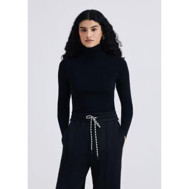 Imagem de Blusa Feminina Manga Longa Em Tricô Canelado - Hering, M, Preto