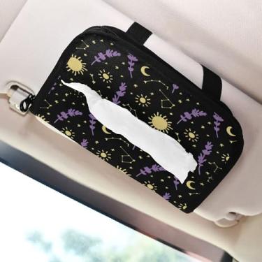 Imagem de SEHANY Porta-lenços de papel de carro lavanda roxa, caixa de lenços para carro, viseira solar, porta-guardanapos retangular, dispensador de máscara de carro, caixa de lenços de papel para automóvel