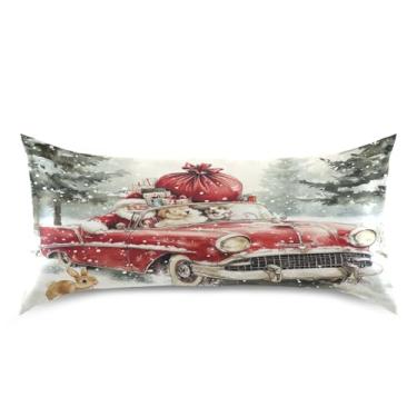 Imagem de Blueangle Fronha de cetim de carro vermelho vintage para cabelo e pele, fronha de seda, tamanho king (50,8 x 101,6 cm) - fronhas de cetim com fecho de envelope (968)