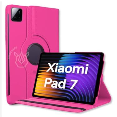 Imagem de Capa Giratória para Xiaomi Pad 7/7 Pro – Couro PU, Sleep/Wake, Magnética, Proteção Completa (Rosa-pink, Apenas Capa)