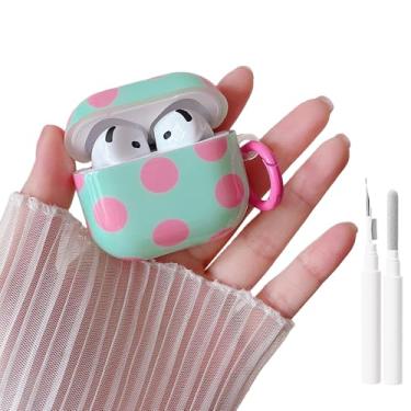 Imagem de MINSCOSE Capa para AirPods Pro 2ª/1ª geração, lindo design estético retrô de bolinhas com cadeado moderno, capa protetora de TPU macio à prova de choque com kit de limpeza para Airpods Pro/Pro 2-Verde