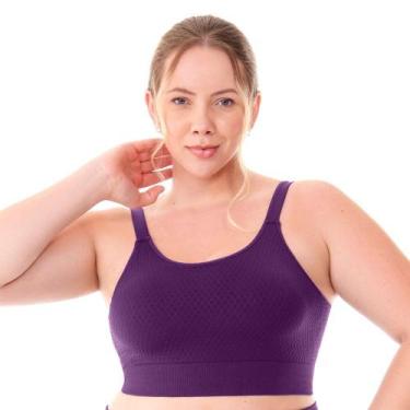 Imagem de Top Fitness Plus Size com Bojo Removível Jacquard Colmeia Black Wine Z