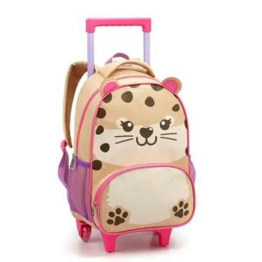 Imagem de Mochila Rodinhas Oncinha Gatinho Escolar Orelinha Infantil