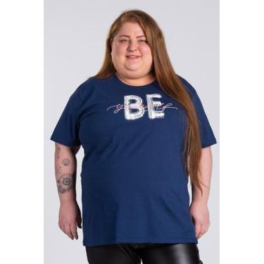 Imagem de T-shirt Feminina Plus Size Algodão c/ Estampa" BE Yourself" - Serena, 
