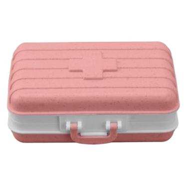 Imagem de Mini caixa de armazenamento com seis compartimentos, recipiente de viagem de plástico com vedação apertada portátil rosa