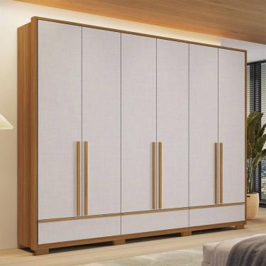Imagem de Guarda-Roupa Casal Tech 6 Portas 3 Gavetas 100% Mdf Freijó Trend/Off White Tx - Pnr Móveis