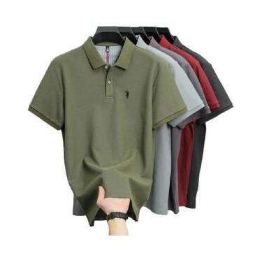 Imagem de Camisa Polo Masculina De Algodão Respirável Com Manga Curta Bordada Ca