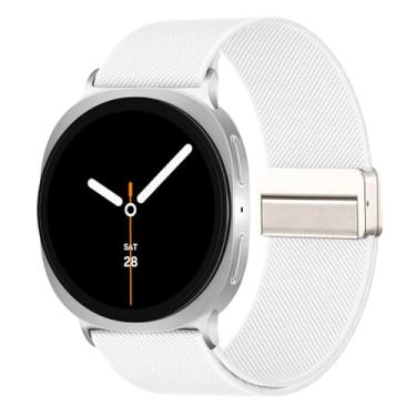 Imagem de Pulseiras elásticas com fecho magnético compatível com Samsung Galaxy Watch 8 de 40 mm e 44 mm/Samsung Galaxy Watch 8 Classic de 46 mm, pulseiras esportivas de nylon sem lacunas para homens e mulheres