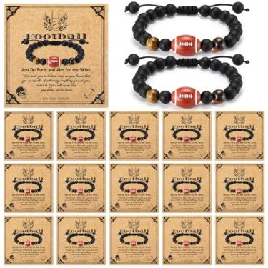 Imagem de Hinly 18 conjuntos de pulseiras de futebol americano para jogadores amantes de times filho irmão neto amigo aniversário dia dos namorados formatura volta às aulas presentes