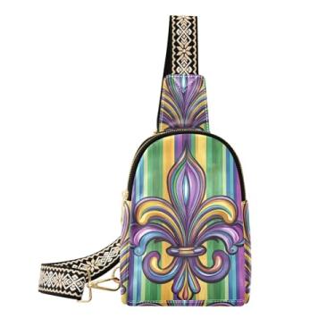 Imagem de CEBUGI Fleur De Lis pequena bolsa tiracolo feminina de couro, pochete transversal para trilhas, viagens ao ar livre