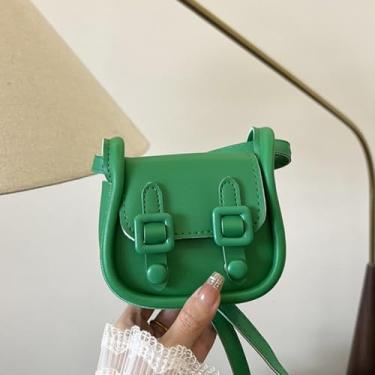Imagem de Bolsa de ombro quadrada pequena bolsa de ombro quadrada francesa transversal simples PU mini bolsa de sela (verde escuro)