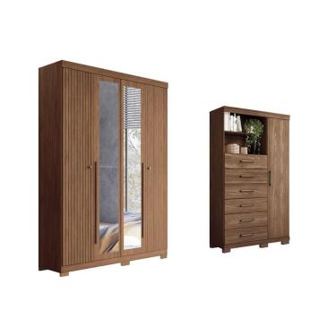 Imagem de Guarda Roupa +cômoda 2 Peças Qc312 Jatobá - Santos Andirá