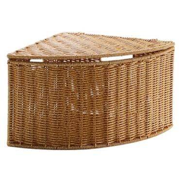 Imagem de Fxzqgnh Cesto de canto em formato de leque com alça, organizador multifuncional e para acessórios, ideal para quarto, revistas, roupas e, Altura 21 Cm