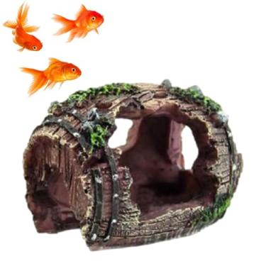 Imagem de Decorações para Aquário - Design de Barris Partidos Ornamento de Resina | Acessórios Artificiais Para Aquário | Para Pequenos Animais Camarão Estrela Do Mar Tartaruga Água-Viva Réptil Água Doce