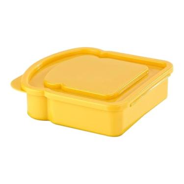 Imagem de ＫＬＫＣＭＳ Lancheira para sanduíche de pão torrado, recipiente para armazenar alimentos, porta-lanches, marmita tipo bento para academia, trabalho, camping e, Amarelo