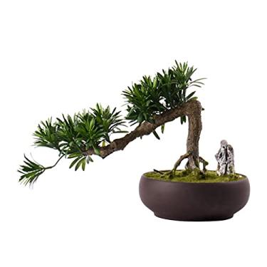 Imagem de SLGGPJBU Plantas Artificiais Simulação de Plantas Artificiais Bem-vindo Pinho Bonsai Decoração Zen Falso Planta Verde Bonsai Hotel Sala de Chá Decoração de Estudo Árvore Falsa Bonsai Pinheiro