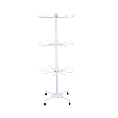Imagem de SLGGPJBU Cabide de chão com economia de espaço, 1 cabideiro de metal para exibição de chapéus, suporte giratório de 3 camadas, suporte de armazenamento para cabeça, suporte de casaco, suporte de