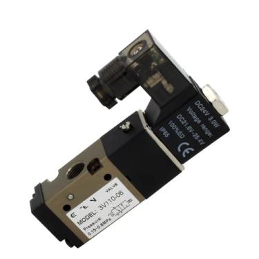 Imagem de Válvula de inversão eletromagnética de três vias de duas posições 3v110-06 -NC/NO Válvula de ar normalmente aberta e fechada Tipo 1 peça (Cor: 8 mm encaixes-02, Tamanho: 3V110-06-NO DC12V)