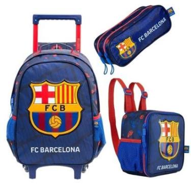 Imagem de Kit Mochila Com Rodinha e alça com Lancheira térmica e Estojo Duplo Barcelona Original-...