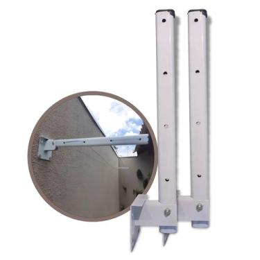 Imagem de Varal Dobrável Articulável Em Aço + 20m Cabo Aço Encapado Branco - Met