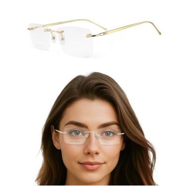 Imagem de Oculos Sem Aro De Grau Armação Balgrif Flutuante Unissex Retangular C7