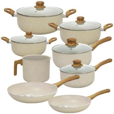 Imagem de Jogo de Panelas Antiaderente Revestimento Cerâmica Vanilla Sahara 8 Pe