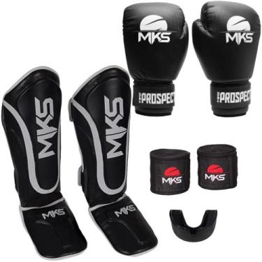 Imagem de Luva Muay Thai Prospect Preta + Caneleira Muay Thai Prospect Preta + B