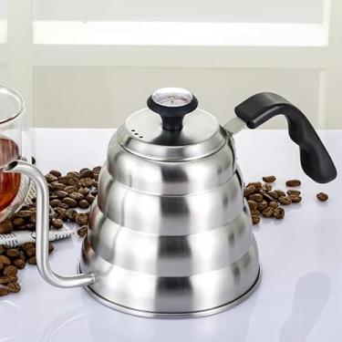 Imagem de Chaleira em Aço Inox bico de ganso com termometro capacidade 1L