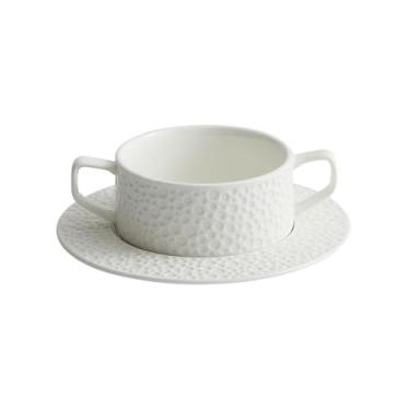 Imagem de Esmalte globo de pedra orelhas redondas pequena tigela de sopa doméstica fresca e requintada personalidade - copo de sopa + prato