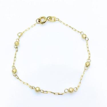 Imagem de Pulseira Infantil em Ouro 18k com Bolinhas Espaçadas - 13cm - no-brand