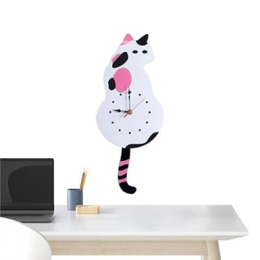 Imagem de Relógios de gato | Relógio de parede de gato vintage com cauda oscilante, lindo relógio silencioso decoração para quarto, sala de estar, cozinha, escritório decoração