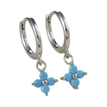 Imagem de Brincos De Argola Com Pingente De Flor De Zircônia Colorida Para Mulhe