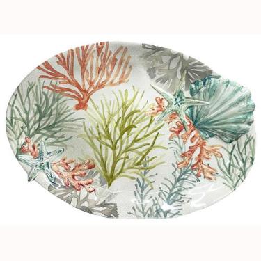 Imagem de Travessa em Melamina Conchas e Algas do Mar Coral 44x31cm - ENTRECASA