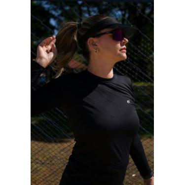 Imagem de Camiseta UV Preta Feminina Manga Longa com Proteção Solar FPU50+ evebe