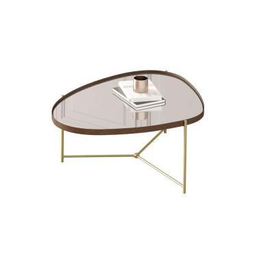 Imagem de Mesa De Centro Organica Alamanda Castanho Pe Dourado - Moveis Jb